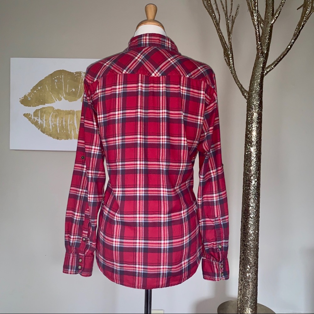 Jach’s Girlfriend Red Plaid Flannel, Size Medium - Picture 6 of 11